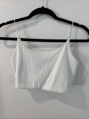 Lulu's White Ribbed Cami Crop Top
